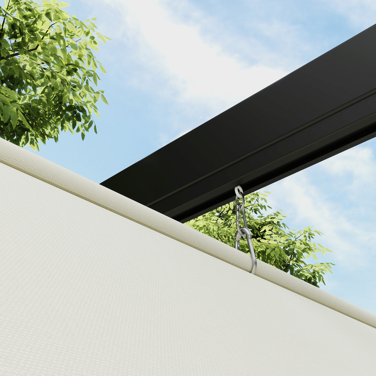 Steel Pergola With Retractable Canopy 297cm Width x 211cm Depth - Velmora