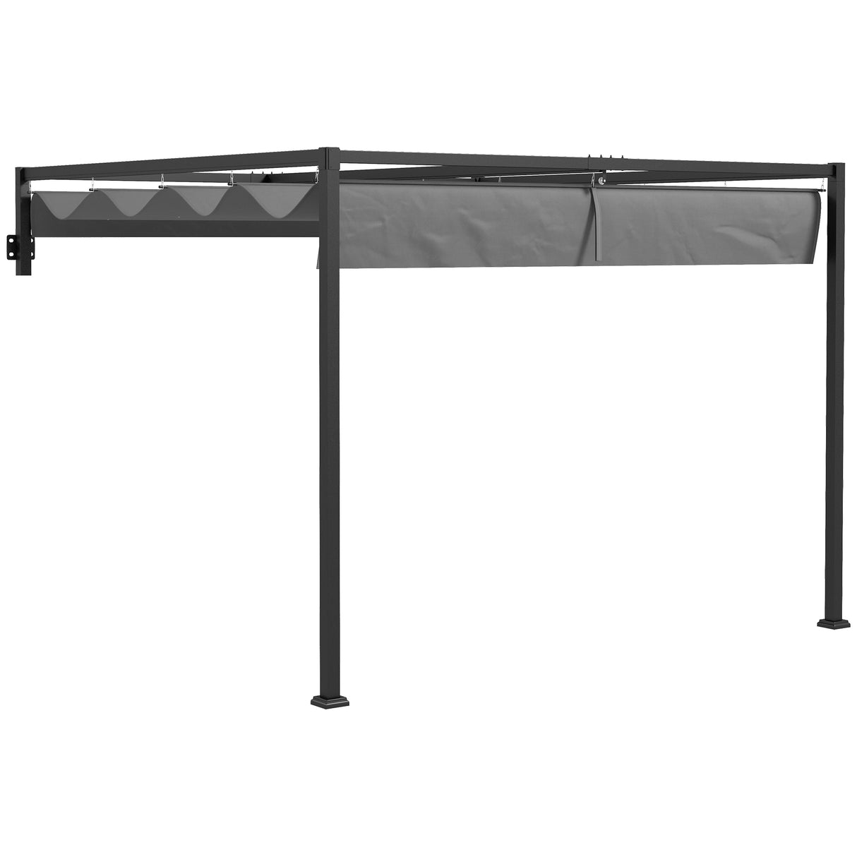Steel Pergola With Retractable Canopy 397cm Width x 297cm Depth - Velmora