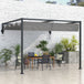 Steel Pergola With Retractable Canopy 397cm Width x 297cm Depth - Velmora
