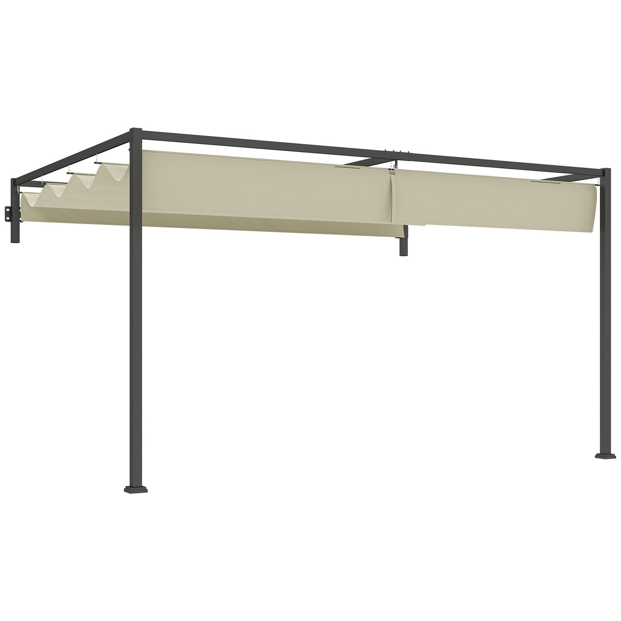 Steel Pergola With Retractable Canopy 397cm Width x 297cm Depth - Velmora