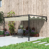 Steel Pergola With Retractable Canopy 397cm Width x 297cm Depth - Velmora