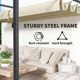 Steel Pergola With Retractable Canopy 397cm Width x 297cm Depth - Velmora
