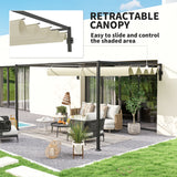 Steel Pergola With Retractable Canopy 397cm Width x 297cm Depth - Velmora