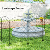 Steel Picket Garden Fence Panels 348cm Wide in Set Of 4 - Velmora