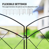 Steel Picket Garden Fence Panels 348cm Wide in Set Of 4 - Velmora