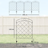 Steel Picket Garden Fence Panels 348cm Wide in Set Of 4 - Velmora