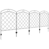Steel Picket Garden Fence Panels 348cm Wide in Set Of 4 - Velmora