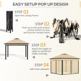 Steel Pop Up Gazebo Height Adjustable Shelter 326cm Width x 326cm Depth - Velmora