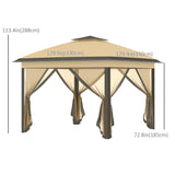 Steel Pop Up Gazebo Height Adjustable Shelter 326cm Width x 326cm Depth - Velmora