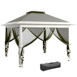 Steel Pop Up Gazebo Height Adjustable Shelter 326cm Width x 326cm Depth - Velmora