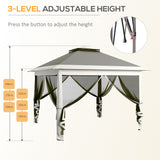 Steel Pop Up Gazebo Height Adjustable Shelter 326cm Width x 326cm Depth - Velmora