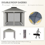 Steel Pop Up Gazebo Height Adjustable Shelter 326cm Width x 326cm Depth - Velmora