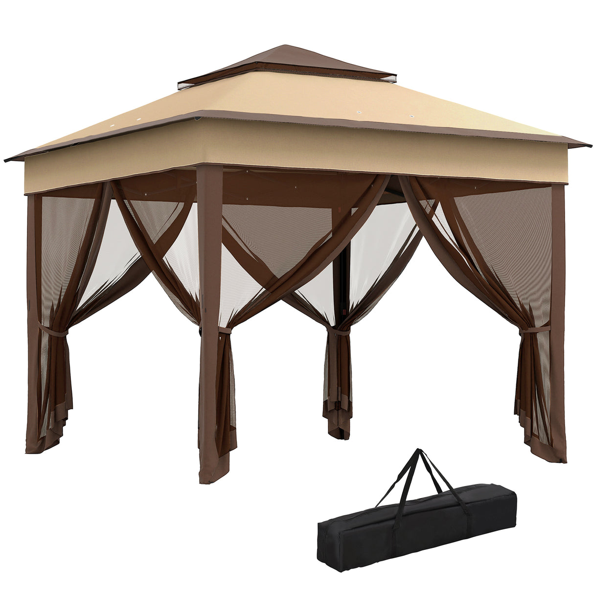 Steel Pop Up Gazebo Height Adjustable Shelter 326cm Width x 326cm Depth - Velmora