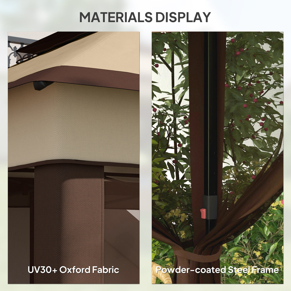 Steel Pop Up Gazebo Height Adjustable Shelter 326cm Width x 326cm Depth - Velmora