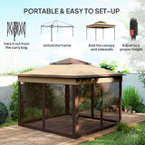 Steel Pop Up Gazebo Height Adjustable Shelter 326cm Width x 326cm Depth - Velmora