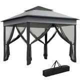 Steel Pop Up Gazebo Height Adjustable Shelter 326cm Width x 326cm Depth - Velmora