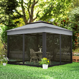 Steel Pop Up Gazebo Height Adjustable Shelter 326cm Width x 326cm Depth - Velmora