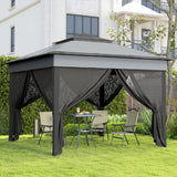 Steel Pop Up Gazebo Height Adjustable Shelter 326cm Width x 326cm Depth - Velmora