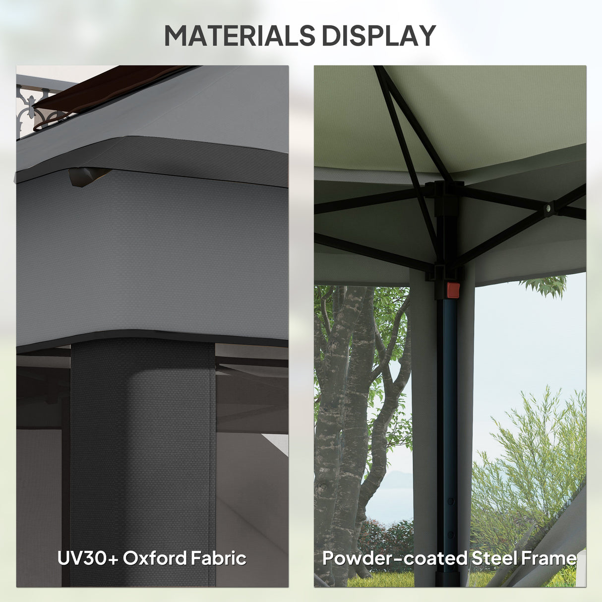 Steel Pop Up Gazebo Height Adjustable Shelter 326cm Width x 326cm Depth - Velmora