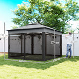 Steel Pop Up Gazebo Height Adjustable Shelter 326cm Width x 326cm Depth - Velmora
