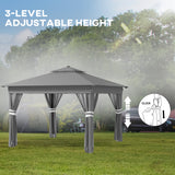 Steel Pop Up Gazebo Party Tent 336cm Width x 336cm Depth With Solar Powered LED Lights - Velmora