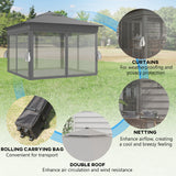 Steel Pop Up Gazebo Party Tent 336cm Width x 336cm Depth With Solar Powered LED Lights - Velmora