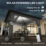 Steel Pop Up Gazebo Party Tent 336cm Width x 336cm Depth With Solar Powered LED Lights - Velmora