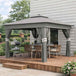 Steel Pop Up Gazebo Party Tent 336cm Width x 336cm Depth With Solar Powered LED Lights - Velmora