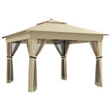 Steel Pop Up Gazebo Party Tent 336cm Width x 336cm Depth With Solar Powered LED Lights - Velmora