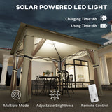 Steel Pop Up Gazebo Party Tent 336cm Width x 336cm Depth With Solar Powered LED Lights - Velmora