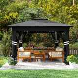Steel Pop Up Gazebo Party Tent 336cm Width x 336cm Depth With Solar Powered LED Lights - Velmora