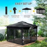Steel Pop Up Gazebo Party Tent 336cm Width x 336cm Depth With Solar Powered LED Lights - Velmora