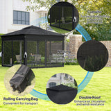 Steel Pop Up Gazebo Party Tent 336cm Width x 336cm Depth With Solar Powered LED Lights - Velmora
