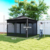Steel Pop Up Gazebo Party Tent 336cm Width x 336cm Depth With Solar Powered LED Lights - Velmora