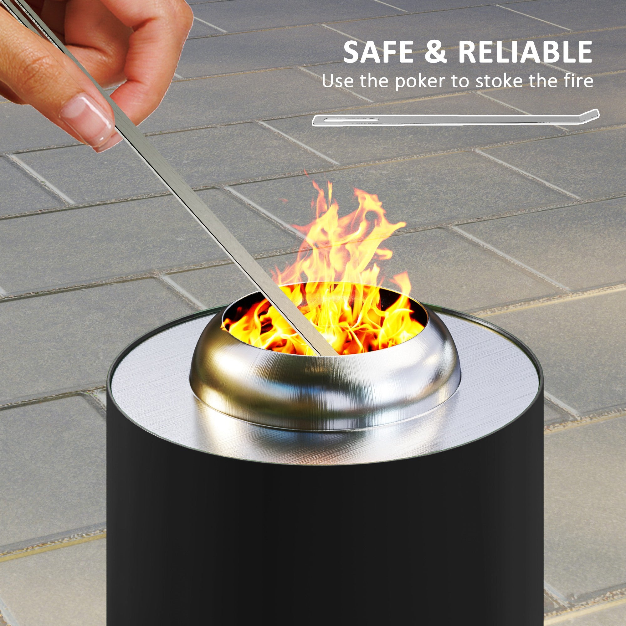Steel Portable Wood Burning Smokeless Fire Pit With Poker - Velmora