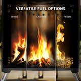 Steel Portable Wood Burning Smokeless Fire Pit With Poker - Velmora
