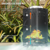 Steel Portable Wood Burning Smokeless Fire Pit With Poker - Velmora
