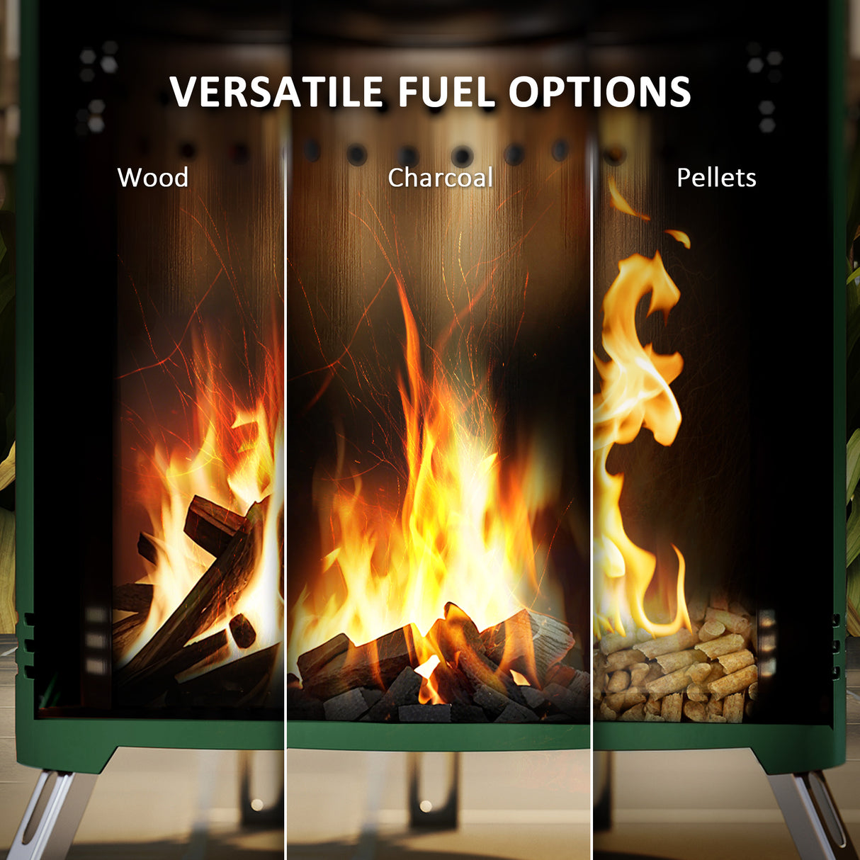 Steel Portable Wood Burning Smokeless Fire Pit With Poker - Velmora