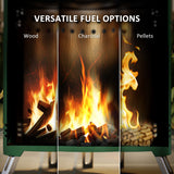Steel Portable Wood Burning Smokeless Fire Pit With Poker - Velmora