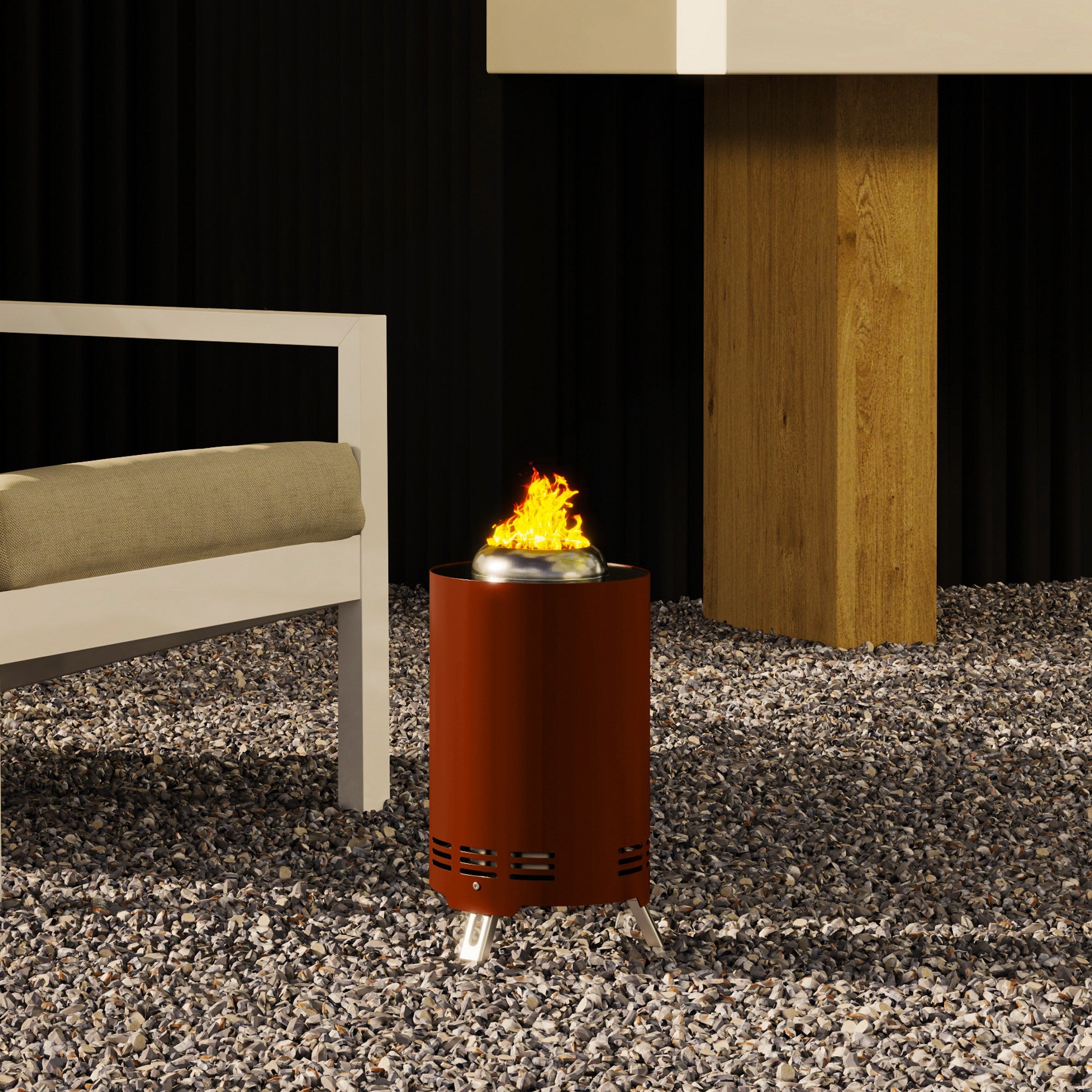 Steel Portable Wood Burning Smokeless Fire Pit With Poker - Velmora
