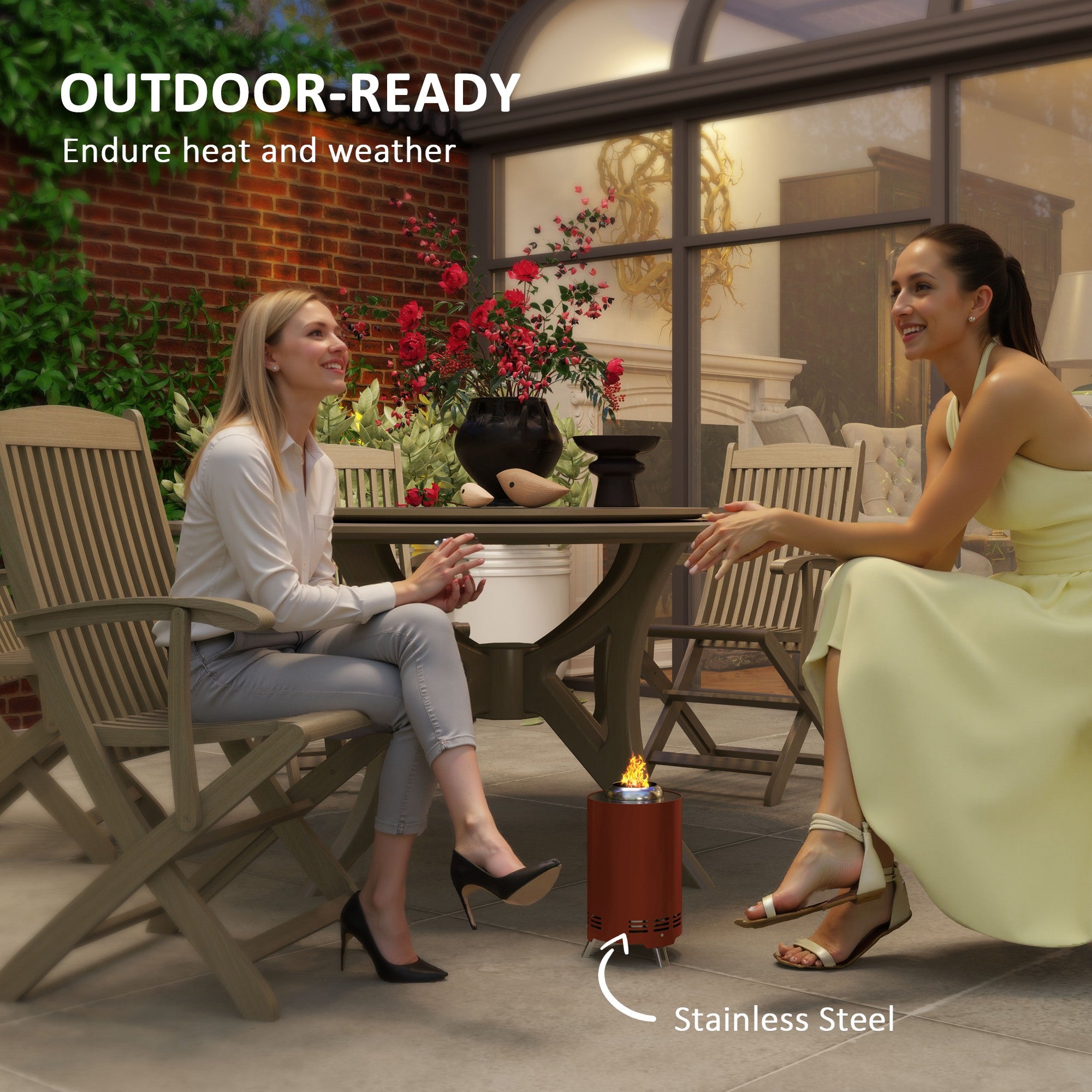 Steel Portable Wood Burning Smokeless Fire Pit With Poker - Velmora