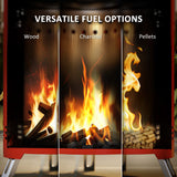 Steel Portable Wood Burning Smokeless Fire Pit With Poker - Velmora