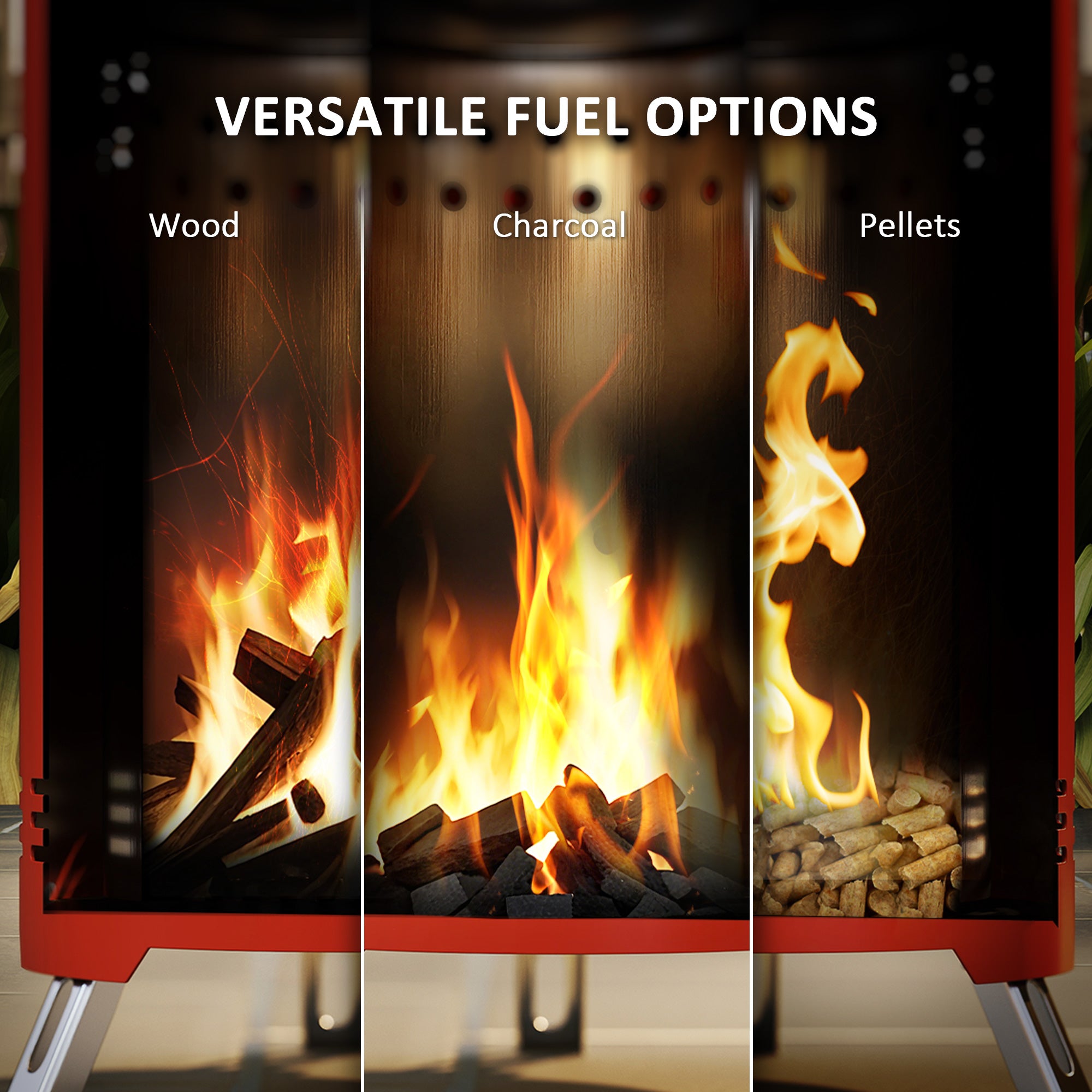 Steel Portable Wood Burning Smokeless Fire Pit With Poker - Velmora
