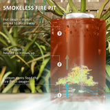 Steel Portable Wood Burning Smokeless Fire Pit With Poker - Velmora