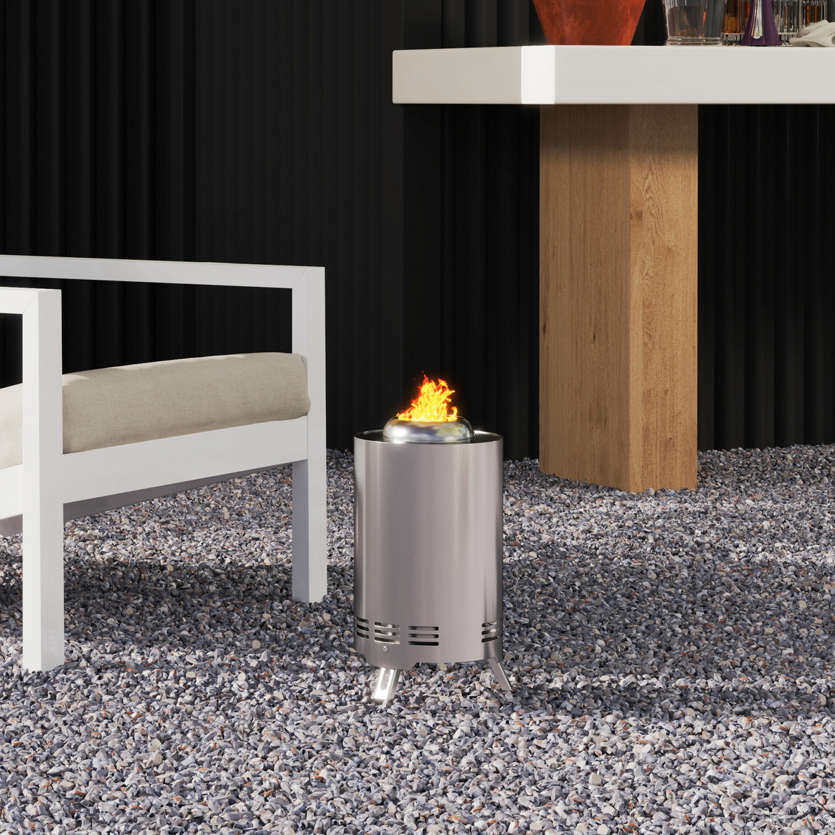 Steel Portable Wood Burning Smokeless Fire Pit With Poker - Velmora