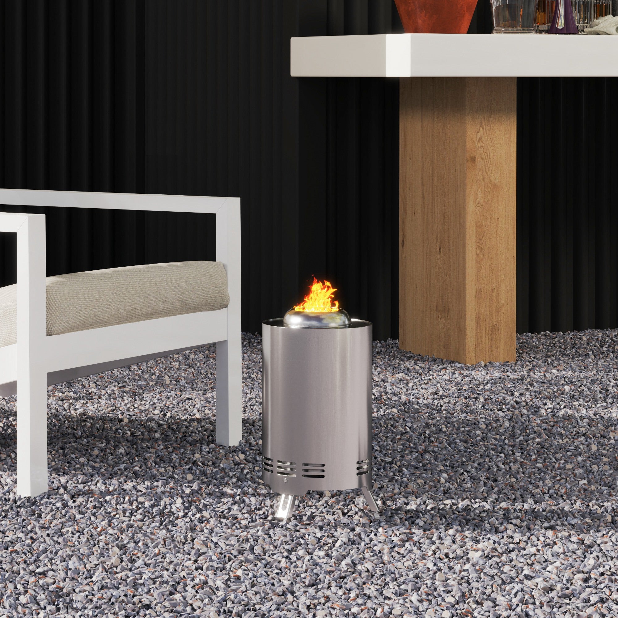 Steel Portable Wood Burning Smokeless Fire Pit With Poker - Velmora