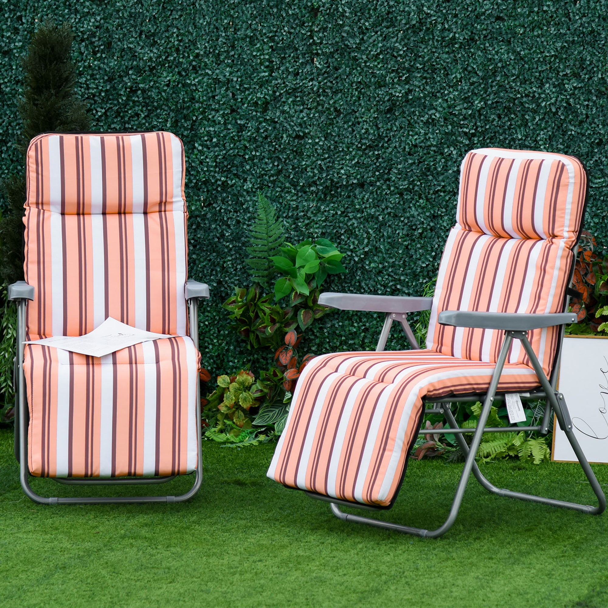 Steel Reclining Garden Sum Lounger Armchair in Set of 2 - Velmora