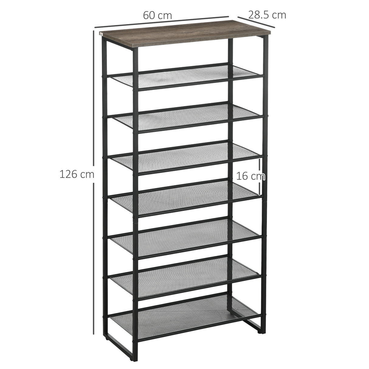 Steel Shoe Rack 60cm Wide 8 Tier - Velmora