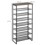 Steel Shoe Rack 60cm Wide 8 Tier - Velmora