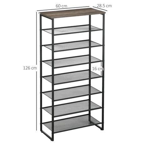Steel Shoe Rack 60cm Wide 8 Tier - Velmora